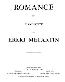 Partition , Romance en A♭ major, lyrique pièces, Lyyrillisiä pianokappaleita (Finnish title) ; Lyrik I