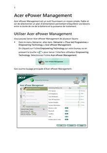 Notice Ordinateur portable Acer  epower management