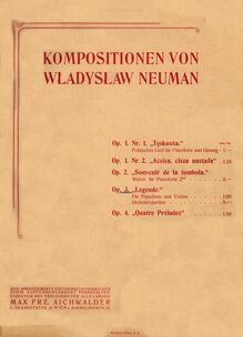 Partition couverture couleur, Legende, Neuman, Władysław