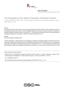 The Geography of the elderly Population of Northern Ireland  - article ; n°1 ; vol.5, pg 181-194