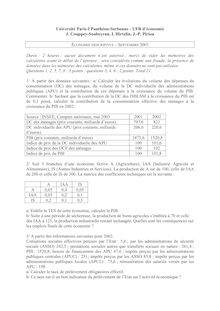Economie descriptive 2003 Sciences Economiques et de Gestion Université Paris 1