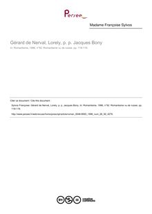 Gérard de Nerval, Lorely, p. p. Jacques Bony  ; n°92 ; vol.26, pg 118-119