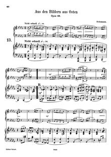 Partition complète (aussi Piano , partie ), Bilder aus Osten, Op.66