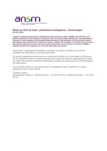 CHU de Caen - Décès de Nourrissons - Début des Investigations