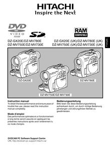 Notice Camescope numérique Hitachi  DZ-GX20E(UK)