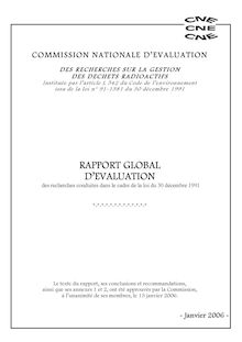 Rapport global d évaluation des recherches conduites dans le cadre de la loi du 30 décembre 1991