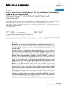 Use of insecticide-treated clothes for personal protection against malaria: a community trial