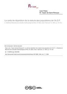 La carte de répartition de la stature des populations de l A.O.F.  - article ; n°1 ; vol.7, pg 101-104