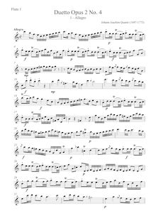 Partition flûte 1 , partie, 6 duos pour 2 flûtes, Op.2, Quantz, Johann Joachim par Johann Joachim Quantz