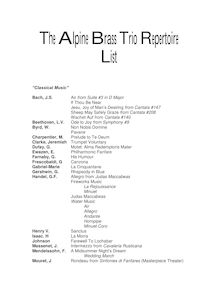 The Alpine Brass Trio Repertoire List