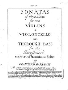 Partition violon 2, 12 violon sonates, Op.1, see below, Geminiani, Francesco