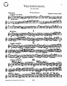 Partition de violon, Variationen im alten Style, Op.50