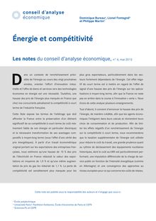 Les notes du Conseil d’analyse économique n° 6 (mai 2013) : Énergie et compétitivité
