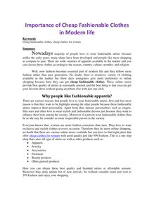 Importance of Cheap Fashionable Clothes in Modern life
