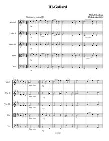 Partition , Galiard,  No.4 en D major, D major, Rondeau, Michel