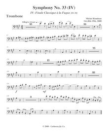 Partition Trombone, Symphony No.33, A major, Rondeau, Michel par Michel Rondeau