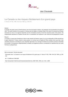 Le Canada ou les risques d éclatement d un grand pays - article ; n°1 ; vol.162, pg 205-218