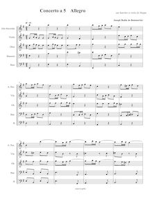 Partition Allegro, Concerto a 5 en E Minor, E minor, Boismortier, Joseph Bodin de