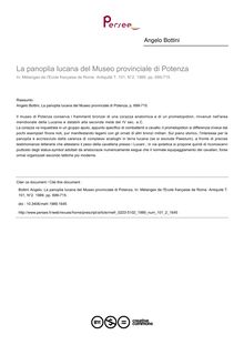La panoplia lucana del Museo provinciale di Potenza - article ; n°2 ; vol.101, pg 699-715