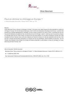 Peut-on éliminer le chômage en Europe ? - article ; n°4 ; vol.18, pg 3-31