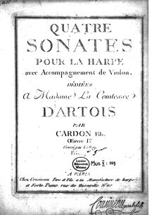 Partition harpe , partie [incomplete], 4 Sonates pour la Harpe avec Accompagnement de Violon