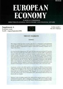 EUROPEAN ECONOMY. Supplement A Economic trends No 8/9 - August/September 1998