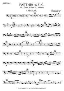 Partition basson 1, Divertimento, Hob.II:23, Parthia, F major, Haydn, Joseph