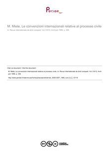 M. Miele, Le convenzioni internazionali relative al processo civile - note biblio ; n°2 ; vol.8, pg 336-336