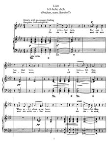 Partition complète (S.315), Ich liebe dich, Liszt, Franz