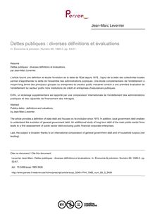 Dettes publiques : diverses définitions et évaluations - article ; n°3 ; vol.69, pg 53-67