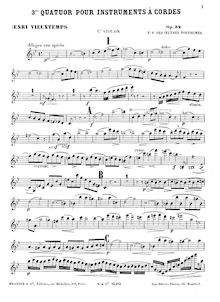Partition parties complètes, corde quatuor No.3, B♭ major, Vieuxtemps, Henri