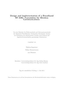 Design and implementation of a broadband RF-DAC transmitter for wireless communications [Elektronische Ressource] / Niklas Zimmermann
