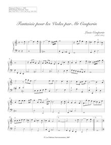 Partition Fantaisie pour les Violes par Mr Couperin, Pièces de clavecin du manuscrit Bauyn