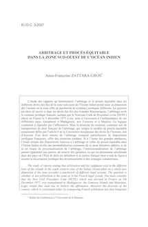 Arbitrage et procès équitable dans la zone sud-ouest de l’Océan indien - article ; n°3 ; vol.59, pg 595-616