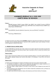 ASSEMBLEE GENERALE DU 6 JUIN 2009 COMPTE RENDU DE REUNION ...