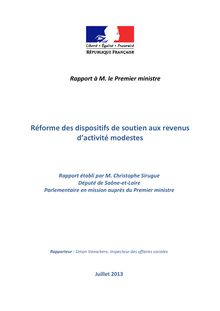 Rapport Sirugue : Réforme des dispositifs de soutien aux revenus d’activité modestes