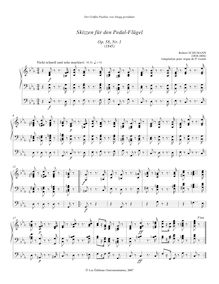 Partition Skizze No.1 en C minor, 4 Skizzen für den Pedalflügel, Op.58