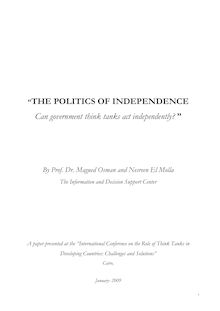 THE POLITICS OF INDEPENDENCE Can government think tanks act ...