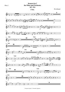 Partition hautbois 2, Concerto en C pour hautbois et orchestre, C major