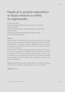ESTUDIO DE LA ACTIVIDAD EMPRENDEDORA EN ESPAÑA MEDIANTE UN ANÁLISIS DE CONGLOMERADOS (A study of entrepreneurship in Spain through a cluster analysis)