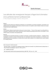Les attitudes des enseignants français à l égard de la formation et du perfectionnement professionnels - article ; n°1 ; vol.43, pg 64-73