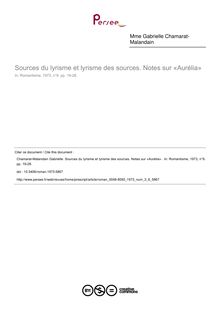 Sources du lyrisme et lyrisme des sources. Notes sur «Aurélia»  - article ; n°6 ; vol.3, pg 19-28