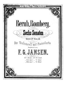 Partition de piano, 3 violoncelle sonates, Op.43, Trois sonates faciles et progressives pour le violoncelle avec accompagnement d une basse, Op.43 par Bernhard Romberg
