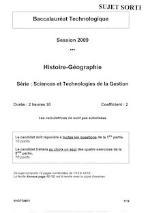 Sujet du bac STG 2009: Histoire Géographie