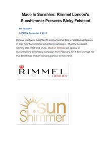 Made in Sunshine: Rimmel London s Sunshimmer Presents Binky Felstead