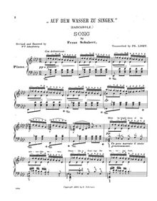 Partition , Auf dem Wasser zu singen (S.558/2), 12 chansons von Franz Schubert par Franz Liszt
