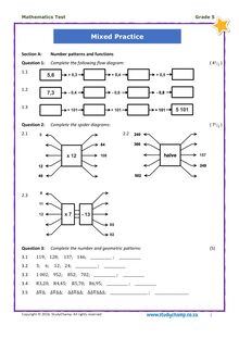 Grade 5 Maths Test: Mixed Skills Practice 1