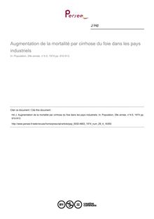 Augmentation de la mortalité par cirrhose du foie dans les pays industriels - article ; n°4 ; vol.29, pg 910-913