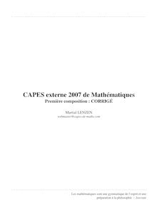 Corrige CAPESEXT Premiere composition de Mathematiques 2007 CAPES MATHS