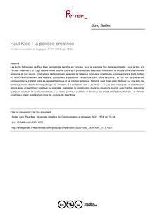 Paul Klee : la pensée créatrice - article ; n°1 ; vol.21, pg 18-34